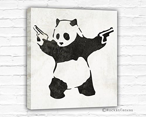 Rockin Canvas Panda with Guns By Banksy Canvas Art Print, Banksy art , Panda art decor, choose size