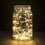 String Lights, Oak Leaf 2 Set of Micro 30 LEDs Super Bright Warm White Color Wire Rope Lights Battery Operated on 9.8 Ft Long Copper Color Ultra Thin String Copper Wire F Home Bedroom Party Tree