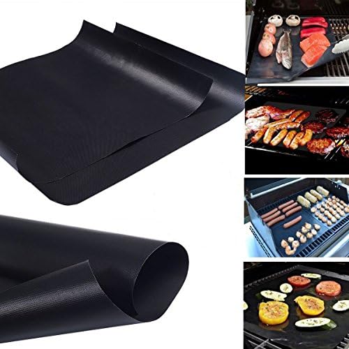 Baking Mats Sheets Outdoor Black Silicone Non Stick Easy BBQ Grill Mat Bake Grilling Mats for Yard Garden Living Outdoor Cooking Barbecue Grill Covers 15inch × 13inch