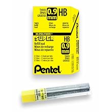 Pentel Super Hi-Polymer Lead Refill, 0.9mm Thick, HB, 144 Pieces of Lead (50-9-HB)