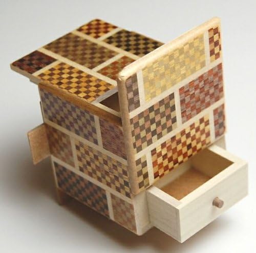 2 Sun 7 Step Ichimatsu Cube Japanese Puzzle Box with Drawer