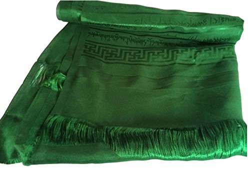 High Quality Tibetan Prayer Scarf Kata Green Color 8 Auspicious Symbols Ps-15