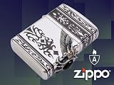 zippoライター*ジッポー（アーマー）<strong>天然石</strong>オニキス×3面ウイングメタル貼り