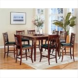 Bundle-90 Hoyt Counter Height Dining Table Set in Black / Cherry (5 Pieces)