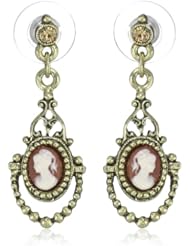 1928 Jewelry Brass Faux Cameo Earrings