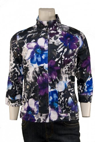 Misses Zip Front Floral Fashion Jacket