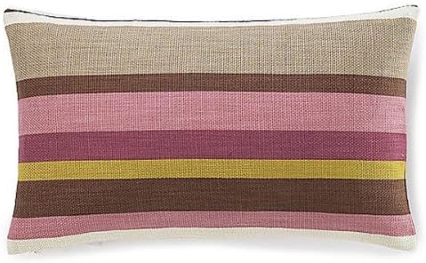 Jiti Hosta Stripes Throw Pillow, Cotton, 12 by 20-Inch, Alabaster