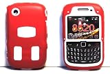 ULTRA PROTECTION PREMIUM 2 IN 1 WHITE THIN SILICONE SKIN WITH RED RUBBERIZED SNAP ON HARD SKIN COVER CASE FOR BLACKBERRY CURVE 8520 / 8530 + PRE-CUT SCREEN PROTECTOR / GUARD