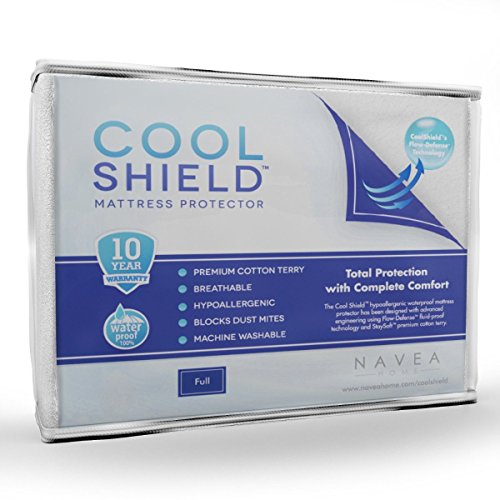 Cool Shield No Allergy Waterproof Mattress Protector - Breathable Terry Cover Protects Against Dust Mites, Allergens, Bacteria, Mold and Fluids - See Reviews - Machine Washable Mattress Protector - Best 10-yr Guarantee - Size: Full (54 in x 75 in)