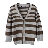 Toddler Boys' Cherokee  Striped Cardigan Sweater - Grey/Brown