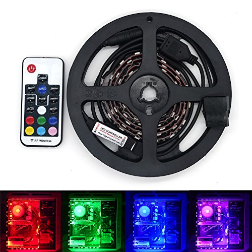 Staroad Desktop PC RGB LEDS Lights Kits With 2Pieces 4-Pin Connectors IP65 Waterproof 5050 SMD Strip Lights And Remote Controllers For Cars Stairs Christmas Motorcycles