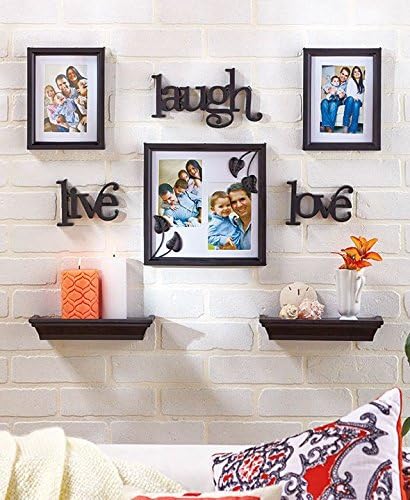 8 Piece Sentiment Wall Photo Gallery PLUS Accent Shelves Live Laugh Love NEW