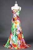 #4044 Satin Print One Shoulder Homecoming Pageant Prom Dress