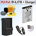 Pentax D-LI78 Rechargeable Lithium-ion Battery + AC/DC Battery Charger for Pentax Optio M50, M60, V20, W60, & W80 Digital Cameras