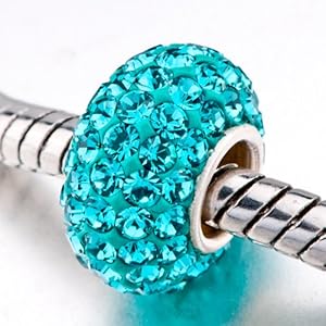 Pugster Jewelry 925 Sterling Silver Blue Swarovski Crystal Charm Bead Fit Pandora Chamilia Biagi Bead
