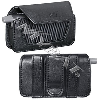 NEW BLACK LEATHER POUCH CASE WITH BELT CLIP FOR MOGUL PPC-6800 HTC 8525 TREO 700