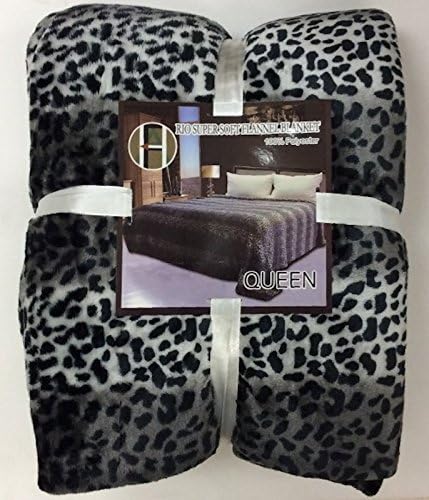 1PC Black and Grey Striped Leopard Print Super Soft Flannel Blanket, Fits All Size Beds