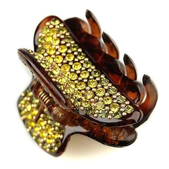 Cazin Peridot Gold - Cubitas Duchamp Collection (Made in France Hand-set Swarovski Crystals Claw Clip)