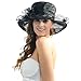 IL Caldo Women's Fascinator Flowers Wide Brim Gauze Hat Headdress Church Dress Sun Hat