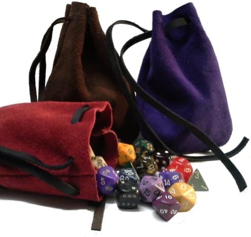 Suede Leather Dice Bag - 4.5" x 6" Medium Size Holds 50 Dice (Green)