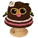 Brown Adorable Chenille Girl Pink Owl Baby Beanie HandKnit Hat 6~12 Months