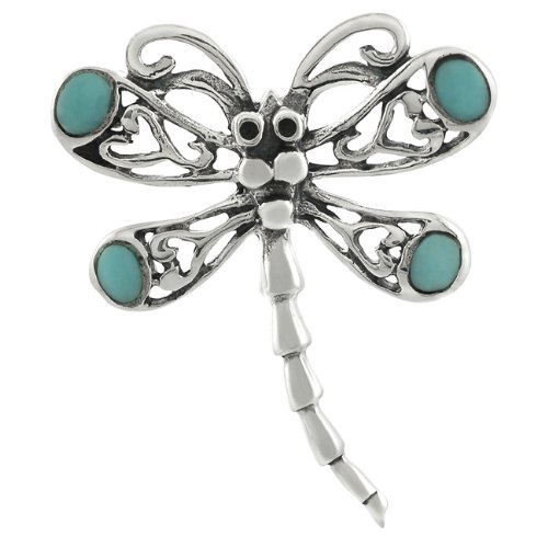 Sterling Silver Turquoise Dragonfly Pin