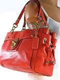NEW AUTHENTIC COACH PEYTON LEATHER CARRYALL TOTE HANDBAG (Melon/Silver)