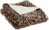 Northpoint Wild Side Faux Fur Sherpa Throw, White Tiger
