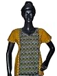 Womans Top- Gold Kurti Tunic with Designer Green Hand Embroidery Work M