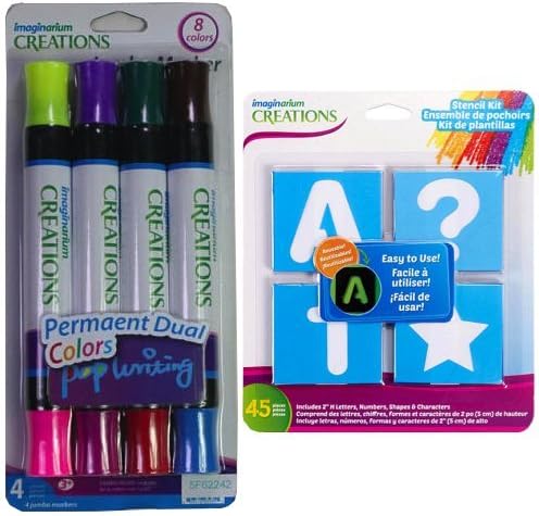 Art Kit with Large Stencils and Markers by Imaginarium. 45 Stencils And 8 Jumbo Washable Markers