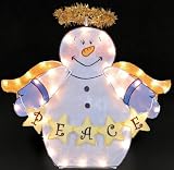 24 Snowman Angel With Peace Sign Lighted Gel Christmas Yard Art