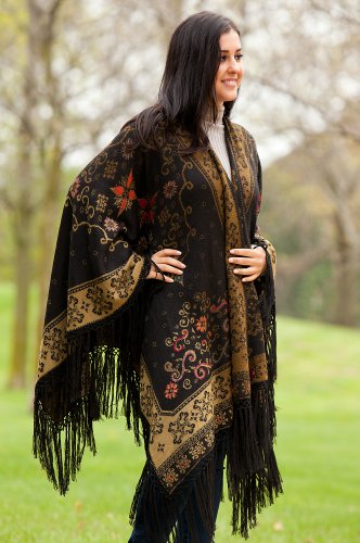Womens Swirl Reversible Alpaca Shawl