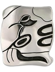 Sterling silver pendant, Maya Dog - Unique Mexican Silver Womens Brooch