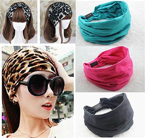 SZNEX New Variety of Wear Method Cotton Elastic Sports Wide Headbands for Women Hair Accessories Turban Headband Headwear for Yoga or Travel Super Comfortable (Red)