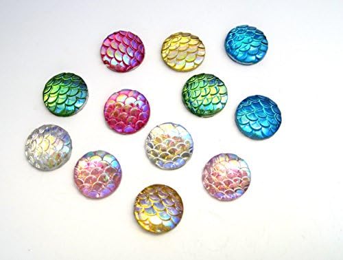 12mm Irridescent Acrylic Mermaid Scale - Dragon Egg Cabochons (12) - L674