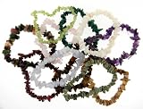 Set of 11 Chip Bracelets - Tourmaline, Rose Quartz, White Sea Shell, Picture Jasper, Peridot, Tiger Eye, Amethyst, Rhodolite Garnet, Malachite, Blue Lace Agate, Russian Jade