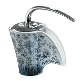 KOHLER K-11010-VB-0 Vas Ceramic Faucet with Imperial Blue Design, White