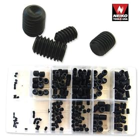Allen Head Hex Socket Set Screw Shop Assortment - 200 Pieces by Neiko Tools