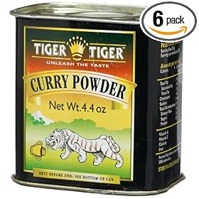 Tiger Indian Spices, Curry Powder, 4.4-Ounce Tins (Pack of 6)