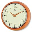 Infinity Instruments Orange Retro 9.5-Inch Metal Wall Clock