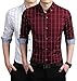 LOCALMODE Men's 100% Cotton Long Sleeve Plaid Slim Fit Button Down Dress Shirt,Acid Blue,Small