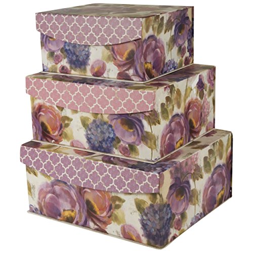 Decorative Nested Flip Top Storage Boxes Nested (Set of 3) (UR3) Home