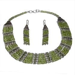 Necklace Bracelet and Earring Sterling Silver Peridot Jewelry (gnklcs379)