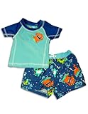 Baby Buns - Newborn Boys Surfing Monster Swimsuit Set, Blue