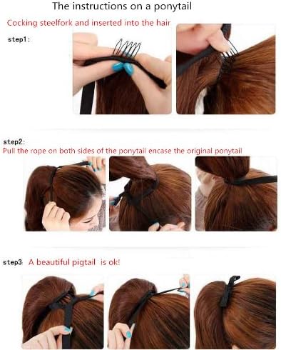 iLuLu Beauty Wig Drawstring Ponytails Body Wave Hair Two Tone Ombre Lace-up Hairpiece Color Black to Roseo