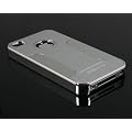 SILVER STYLISH CHROME SERIES HARD BACK CASE COVER & FREE MIRRORED SCREEN PROTECTOR FOR APPLE IPHONE 4 4S BY SMARTPHONEZ_UK