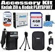 4GB Exclusive Accessory Kit For The Kodak Zi8 Pocket Video Camera & Kodak PLAYSPORT Package Includes 4GB Memory + Kodak Klic-7004 Replacement battery (1100MAH) + 1 Hour Charger + Hard Shell Carrying Case, Flexible Mini Tripod, + More