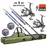 DAM Angelset komplett Ruten Rollen + Schnur + Tasche