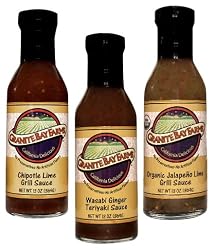 Granite Bay Farms Fiery Marinade (3 Bottle) Collection in Wooden Gift Crate, 55-Ounce Total