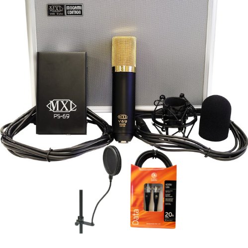 MXL V69 ME Mogami Edition Large Diaphragm Tube Studio Condenser Mic wFREE Planet Waves AES20 20 XLR Cable and On Stage Pop Filter